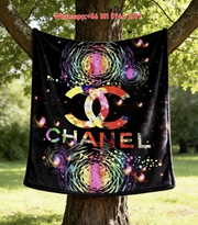 Chanel Luxury Neon Galaxy Print Flannel Throw Blanket IMG_6952